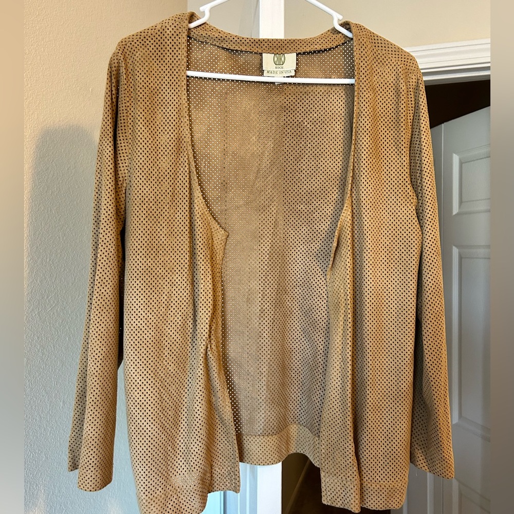 100% Suede perforated cardigan jacket